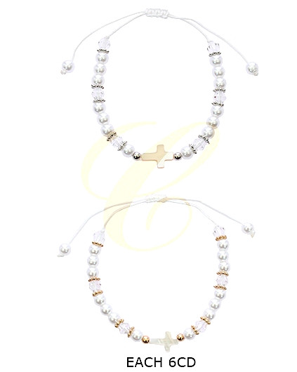 Pearl Cross Adjustable Bracelet .68 each