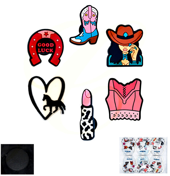 6 Pk Set of Shoe Charms Cowgirl Theme .75 per set