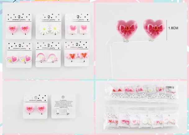 0.8" Kids Heart Clip Earrings .70 each pair