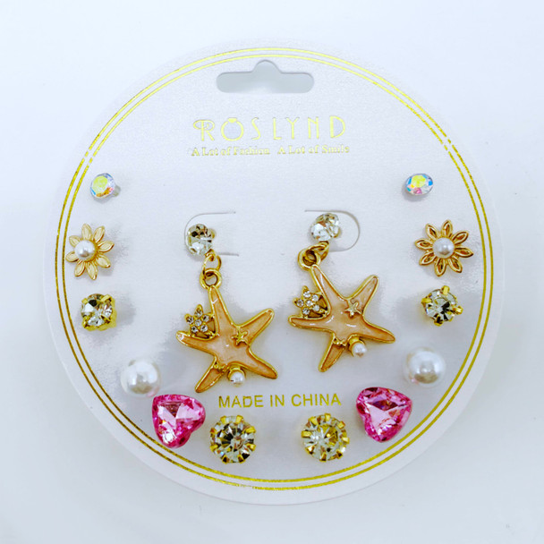 7 Pair Starfish Drop Earrings .68 each set