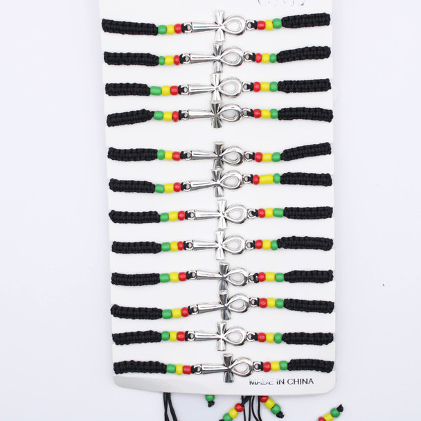 Ankh Rasta Adjustable Bracelet .68 each