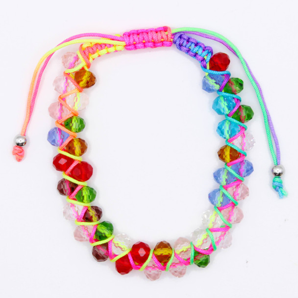 Double Line Crystal Adjustable Bracelet Asst Colors .68 each