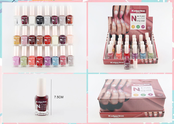 N+ Pure High Shine Vegan Nail Polish 24 pcs per display box .75 each
