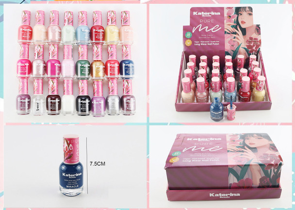 Pure Me Super Shine Vegan Nail Polish 24 pcs per display box .75 each