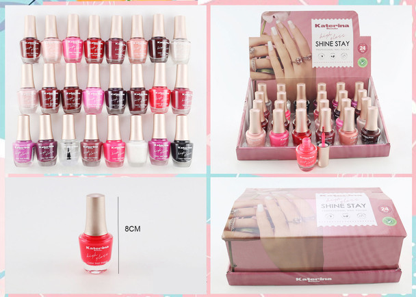 High Gloss Shine Stay Vegan Nail Polish 24 pcs per display box .75 each