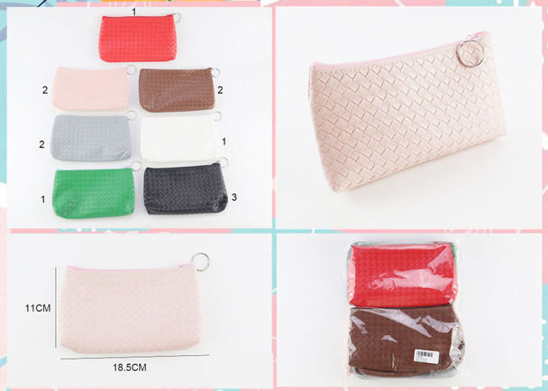 7.3" Woven Zipper All Purpose Cosmetic Bag .70 each