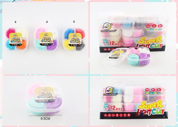 3.3" Four Square Super Light Clay 12 pcs per display box .75 each