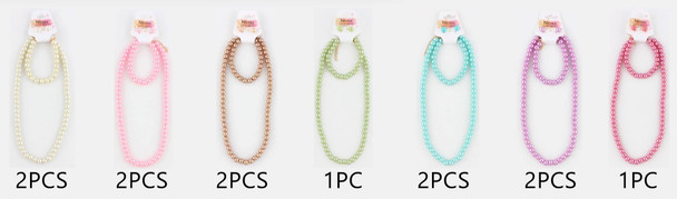 Pastel Colors 8mm Pearl Necklace, Bracelet & Earrings Jewelry Set .68 each set