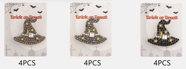 1.8" Halloween Witch Hat Rhinestone Brooch .68 each