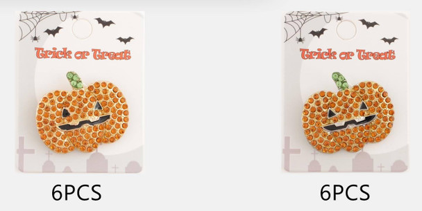 1.7" Halloween Pumpkin Rhinestone Brooch .68 each