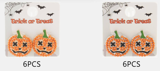 1" X-Eyed Jack-O'-Lantern Stud Earrings .68 each pair