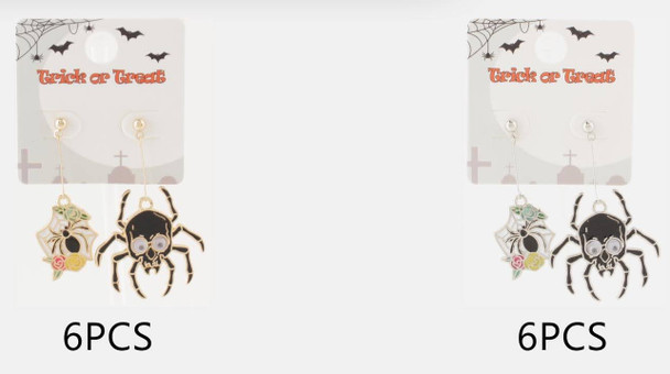 2.2" Spider & Skull Dangle Earrings .68 each pair