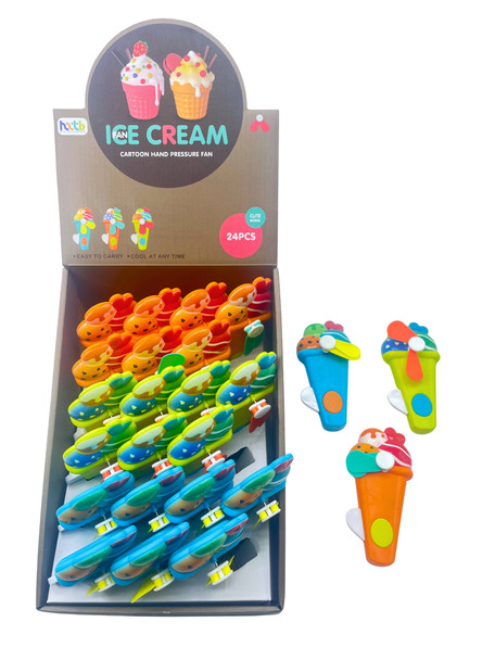 5.7" Ice Cream Hand-Powered Mini Fan 24 pcs per display box .62 each