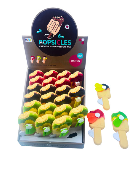 5.7" Popsicle Hand-Powered Mini Fan 24 pcs per display box .62 each