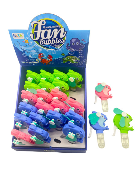 Dolphin Bubble Blower with Handheld Fan 24 pcs per display box .68 each