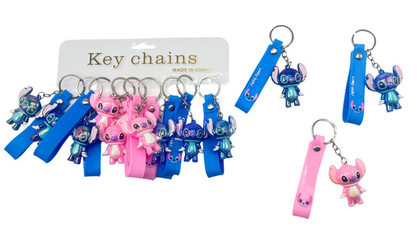 Shiny Novelty 3 in 1 Strap Keychain Asst Colors .68 each