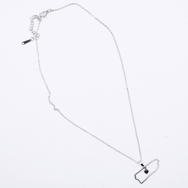 16"-18" Adjustable Stainless Steel Puerto Rico Map Pendant Necklace .68 each