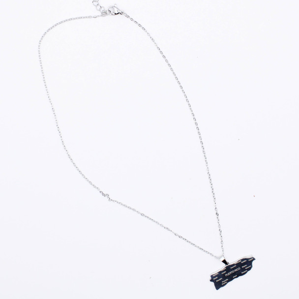 16"-18" Adjustable Stainless Steel Puerto Rico Map Pendant Necklace .68 each