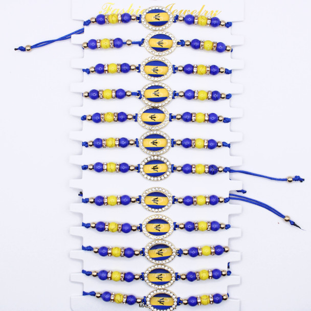 Barbados Adjustable String Bracelet with Rhinestone Charm .68 each