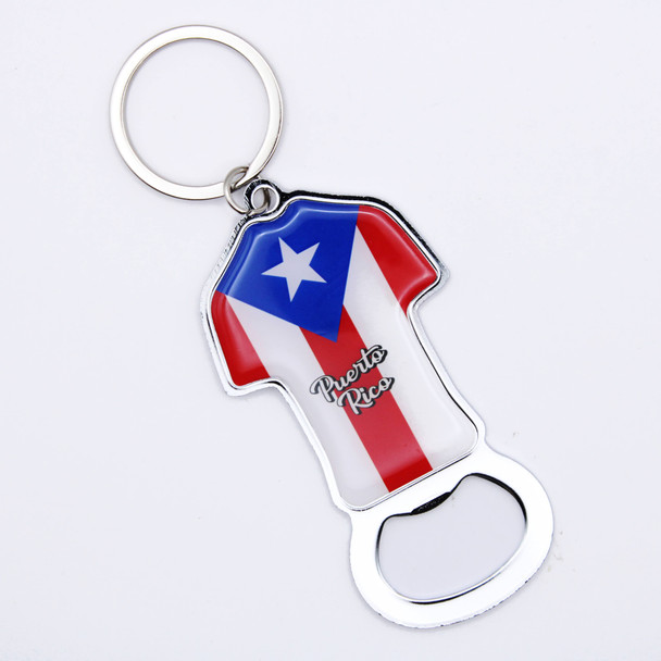 3" Metal T-Shirt Puerto Rico Keychain w/ Bottle Opener .68 each