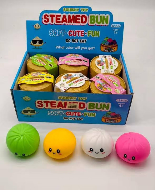 3.4" Large Squishy Asst Color Dumpling Toy 12 pcs per display box $1.75 each