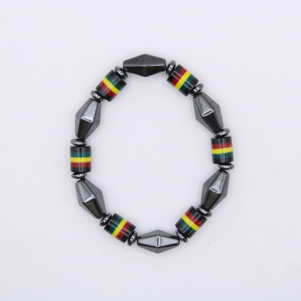 Rasta Stripe Hematite Bracelet .70 each