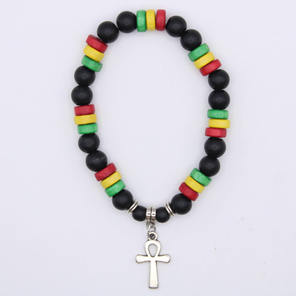 Rasta Ankh Charm Bracelet .70 each