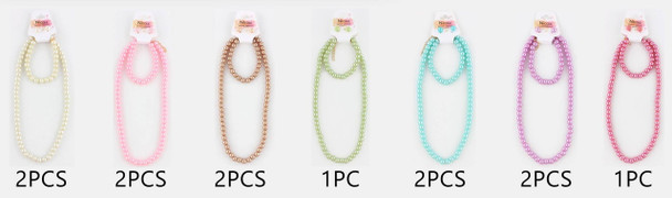 Pastel Colors 8mm Pearl Necklace, Bracelet & Earrings Jewelry Set .70 each set