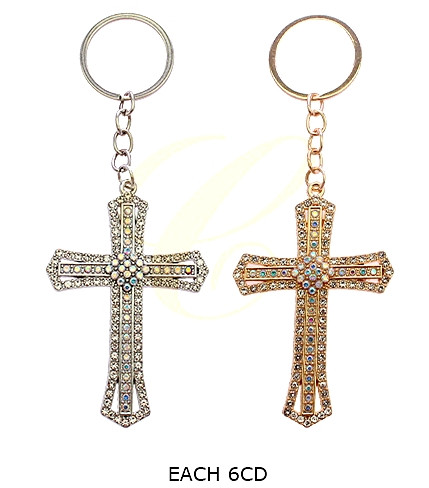 4.9" Rhinestone Cross Keychain .70 each
