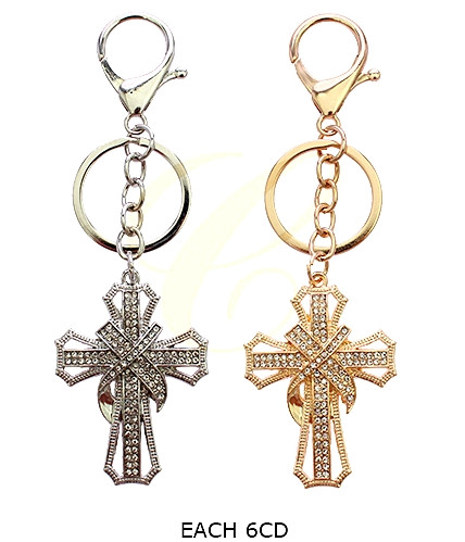 4.7" Cross Rhinestone Keychain .70 each