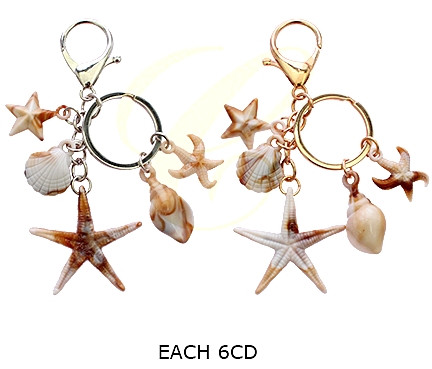 4.1" Coastal Seashell & Starfish Keychain .70 each