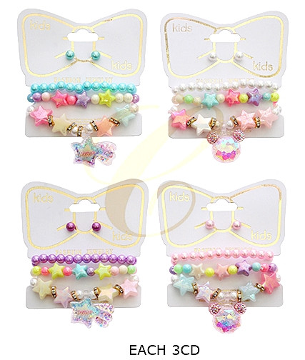 Kids Star & Bear Bracelet & Stud Earring Set .70 each