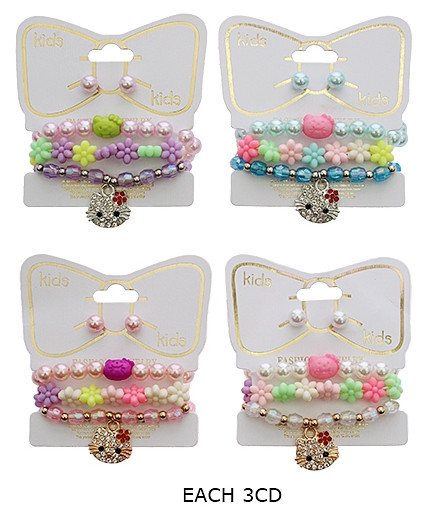 Kids Novelty Bracelet & Stud Earring Set .70 each