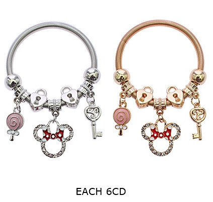 Kids Gold & Silver Spring Style Bracelet w/ Mouse Ear & Lollipop Charms .70 each