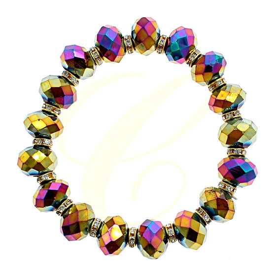 Metallic Crystal Stretch Bracelet .70 each