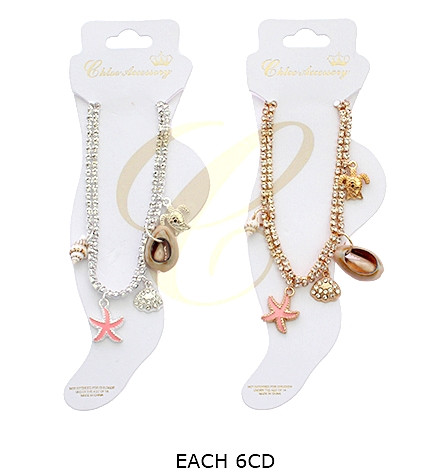 Rhinestone Ocean Charm Anklet .70 each