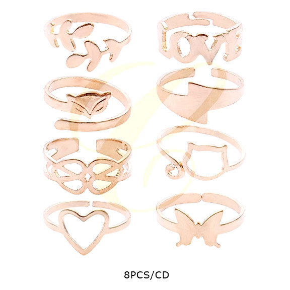 8 Piece Gold & Silver Midi Ring Set (0580) .70 each set