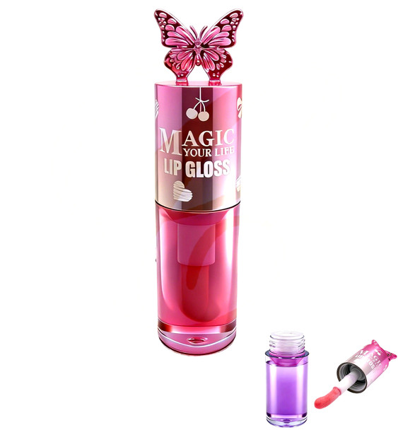Lip Gloss with Decorative Butterfly Caps 24 PCS Display Box .75 each