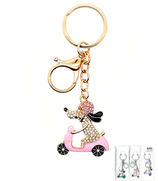 Scooter Dog Rhinestone Keychain .70 each