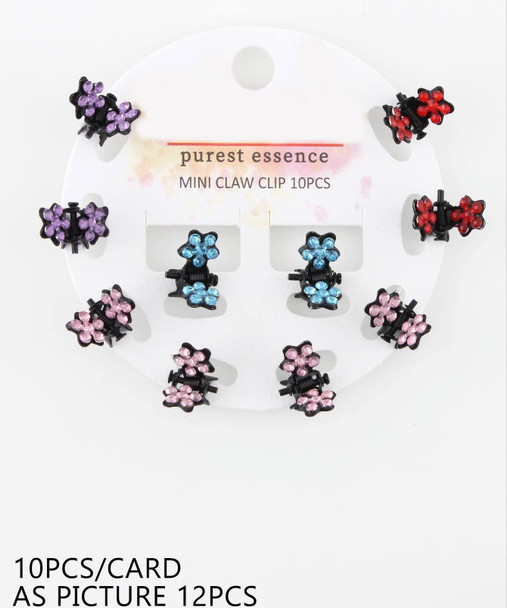 10 Pc Flower Mini Claw Clip Asst Colors .70 each set