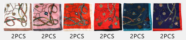 20" Luxury Equestrian Print Satin Square Scarf .70 each