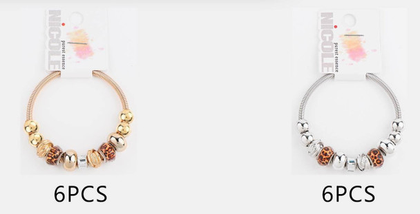 Spring Style Gold & Silver Leopard Beads Bracelet .70 each