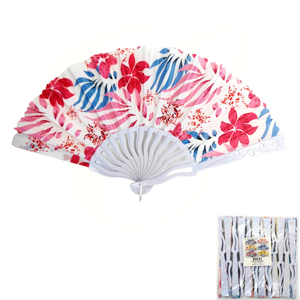 9" Tropical Floral Print Folding Hand Fan .70 each