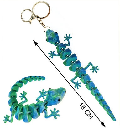 7" 3D Printed Multicolor Movable Joints Lizard Keychain .70 each