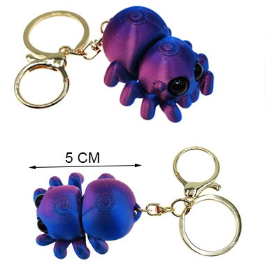 2" 3D Printed Multicolor Movable Joints Spider Keychain .70 each