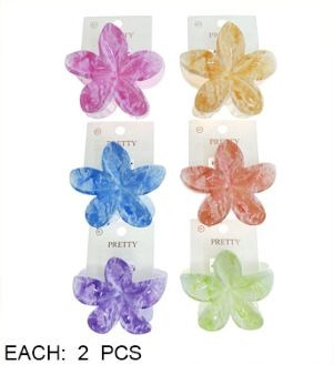 3.3" Marble Plumeria Flower Hair Claw Clip .70 each