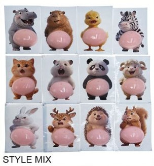 3.2" Cute Animal Push Pop Fidget Toy Sticker .70 each