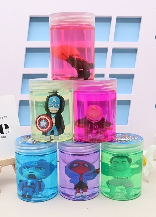 3" Crystal Mud Slime Jar with Novelty Figurines 12 pcs per display box .80 each