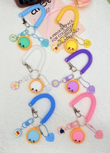Dumpling Coiled Wrist Strap with Charm & Keychain .75 each