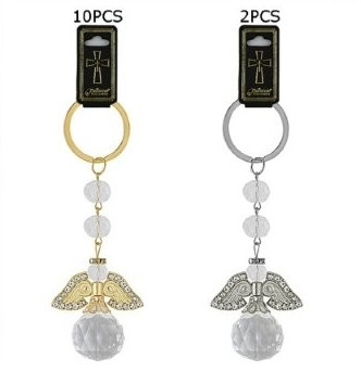 4.5" Gold & Silver Guardian Angel Keychain with Clear Crystal .70 each